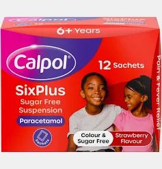 Calpol Six Plus Sugar Free Suspension Sachets Strawberry