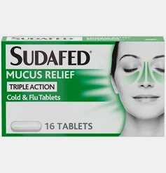 Sudafed Mucus Relief Triple Action Cold & Flu Tablets