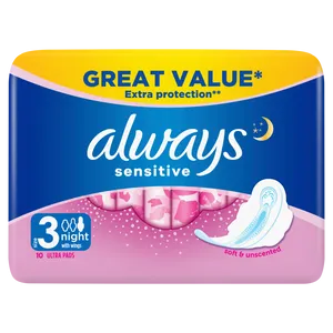 Always Sensitive Night Pads With Wings